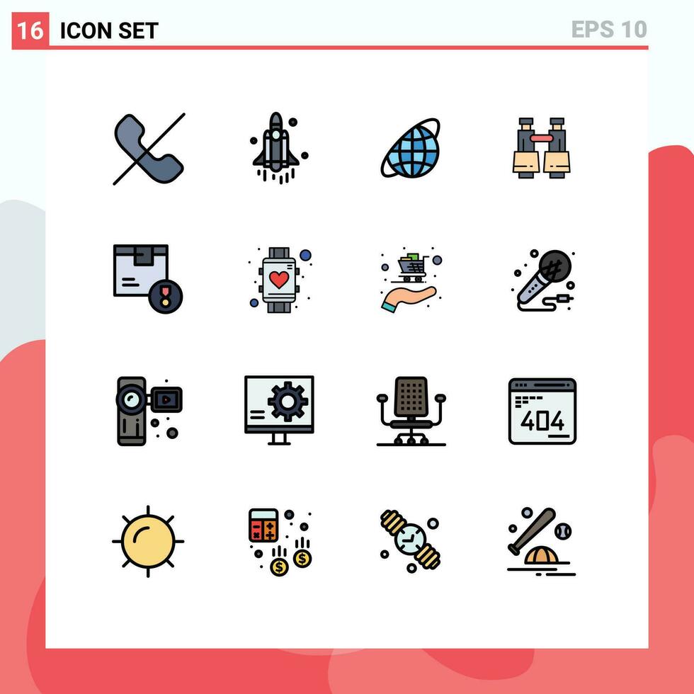 16 thematisch Vektor eben Farbe gefüllt Linien und editierbar Symbole von Zertifikat Vision Globus Suche Fernglas editierbar kreativ Vektor Design Elemente