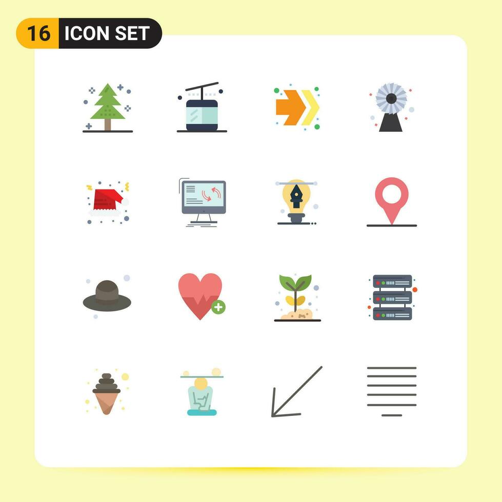 16 platt Färg begrepp för webbplatser mobil och appar santa jul pilar teknologi ecologic redigerbar packa av kreativ vektor design element