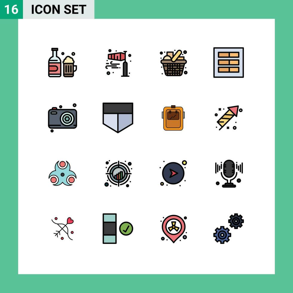 16 thematisch Vektor eben Farbe gefüllt Linien und editierbar Symbole von ui Gitter Sturm Design Küche editierbar kreativ Vektor Design Elemente