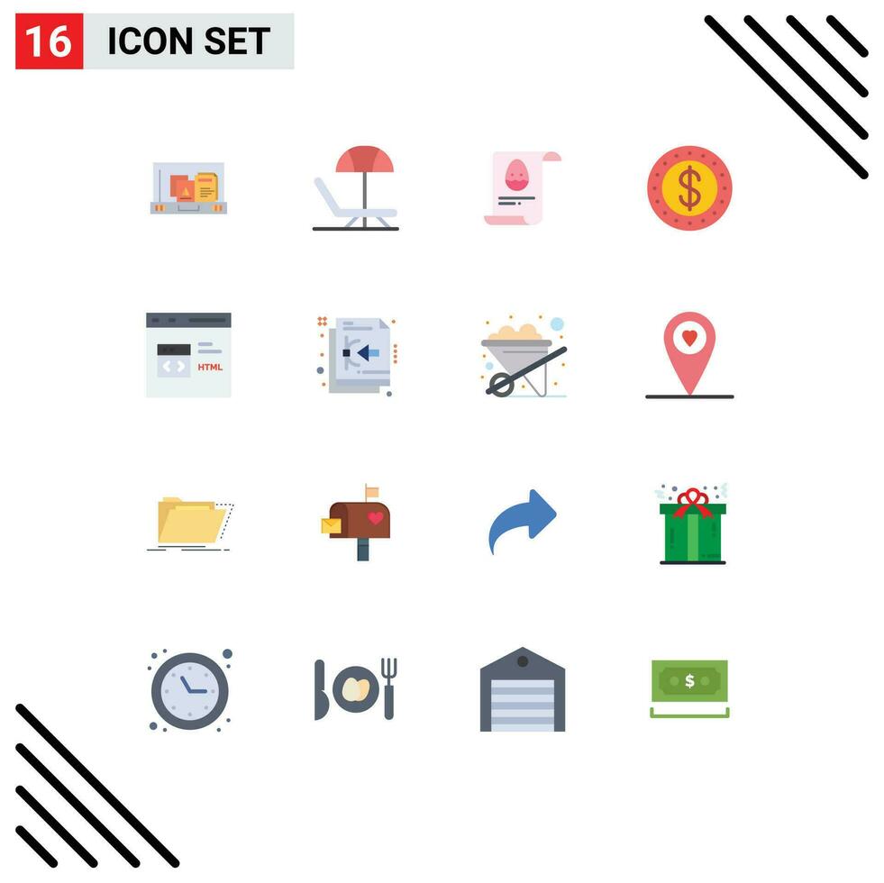16 kreativ Symbole modern Zeichen und Symbole von Entwicklung Codierung Daten Code Münze editierbar Pack von kreativ Vektor Design Elemente