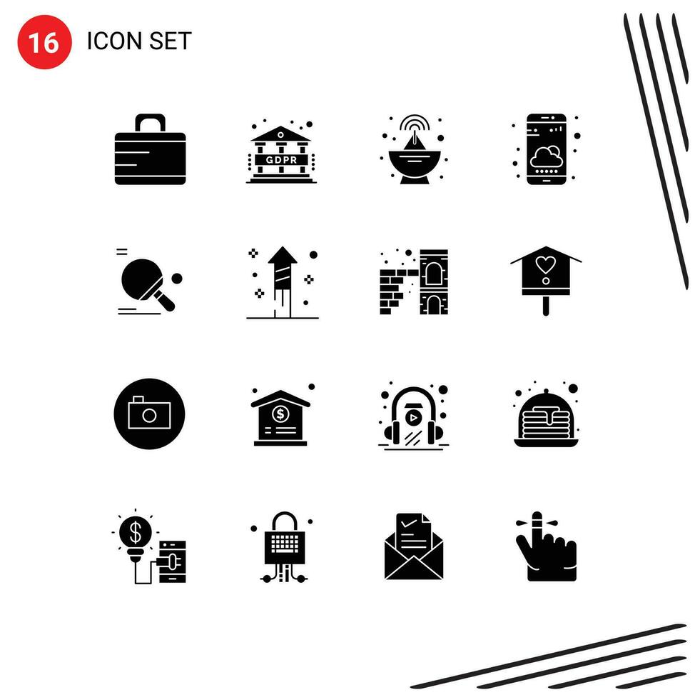 16 kreativ Symbole modern Zeichen und Symbole von Ball Tabelle Tennis Satellit Sport Wetter App editierbar Vektor Design Elemente