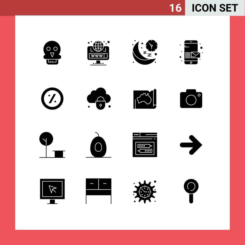 16 tematiska vektor fast glyfer och redigerbar symboler av e-handel telefon klocka meddelande tid redigerbar vektor design element