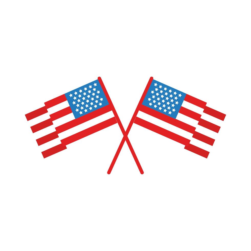 USA-Flaggen gekreuzt flache Stilikone vektor