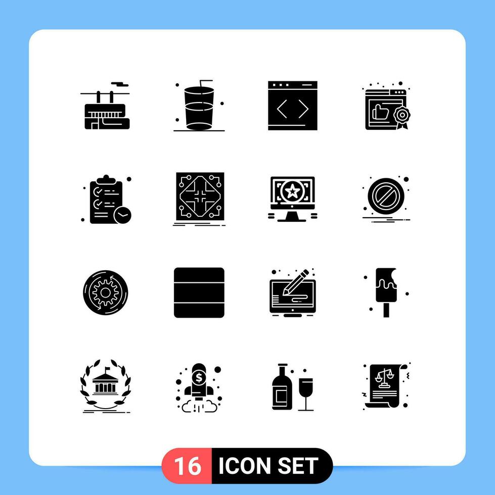 16 kreativ Symbole modern Zeichen und Symbole von Zeit Zwischenablage Verwaltung Checkliste mögen editierbar Vektor Design Elemente