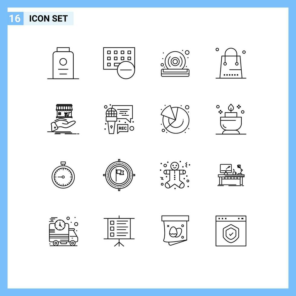 16 kreativ Symbole modern Zeichen und Symbole von Einkaufen Veranstaltung Tastatur Weihnachten Spieler editierbar Vektor Design Elemente