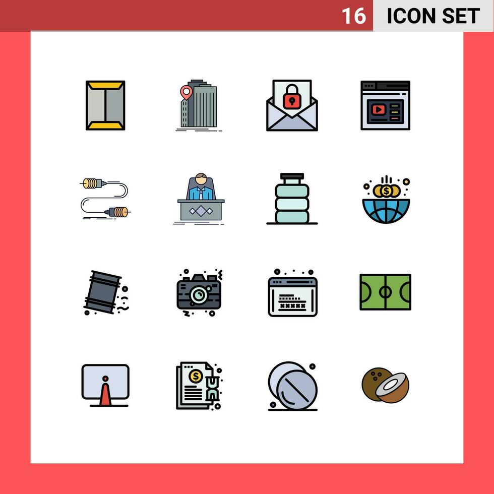 16 thematisch Vektor eben Farbe gefüllt Linien und editierbar Symbole von Webseite Seite Bundes Internet Briefumschlag editierbar kreativ Vektor Design Elemente