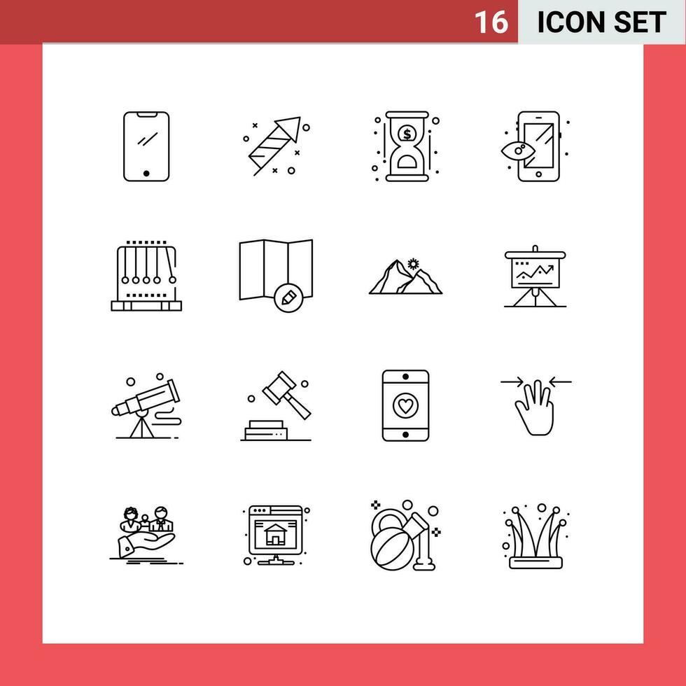 16 kreativ ikoner modern tecken och symboler av pendel förhandsvisning dag bearbeta snabb redigerbar vektor design element