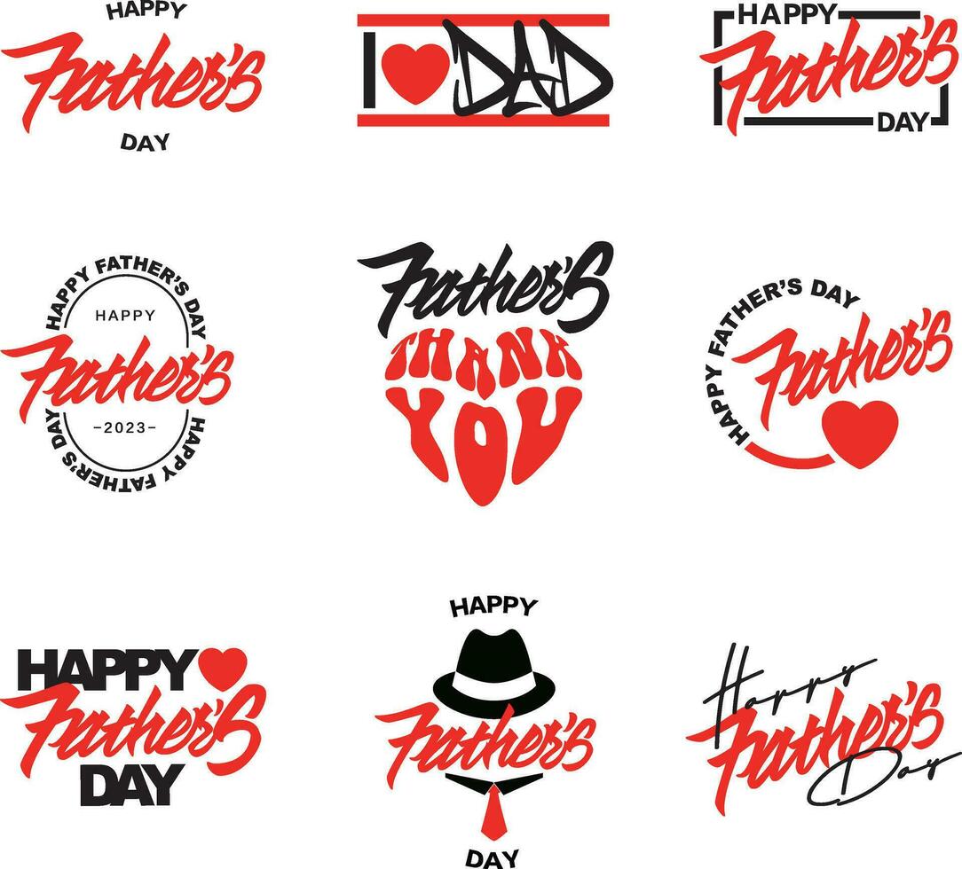 glücklich Vaters Papa Vati Tag Logo Schriftart Art Kalligraphie vektor