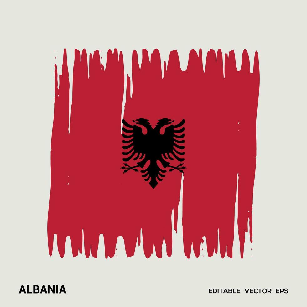 albania flagga borsta vektor stroke, flagga av albania i grunge borsta stroke.