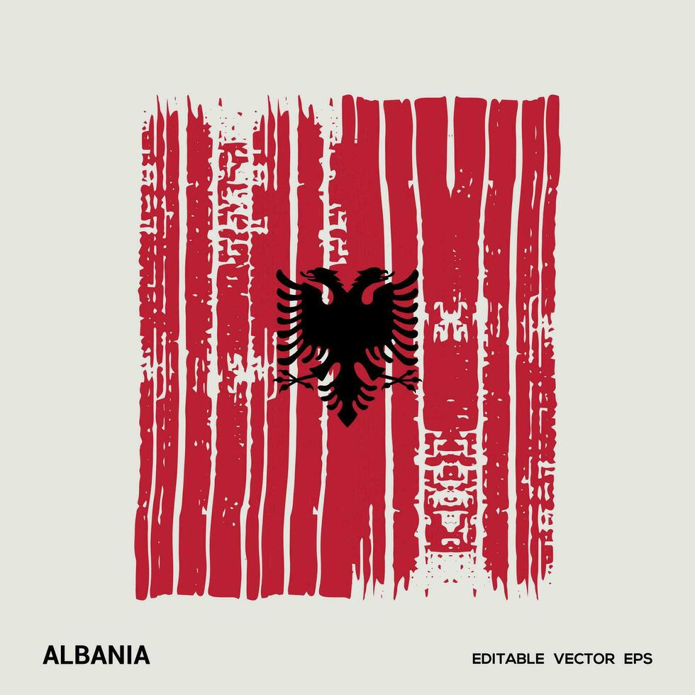 albania flagga borsta vektor stroke, flagga av albania i grunge borsta stroke.