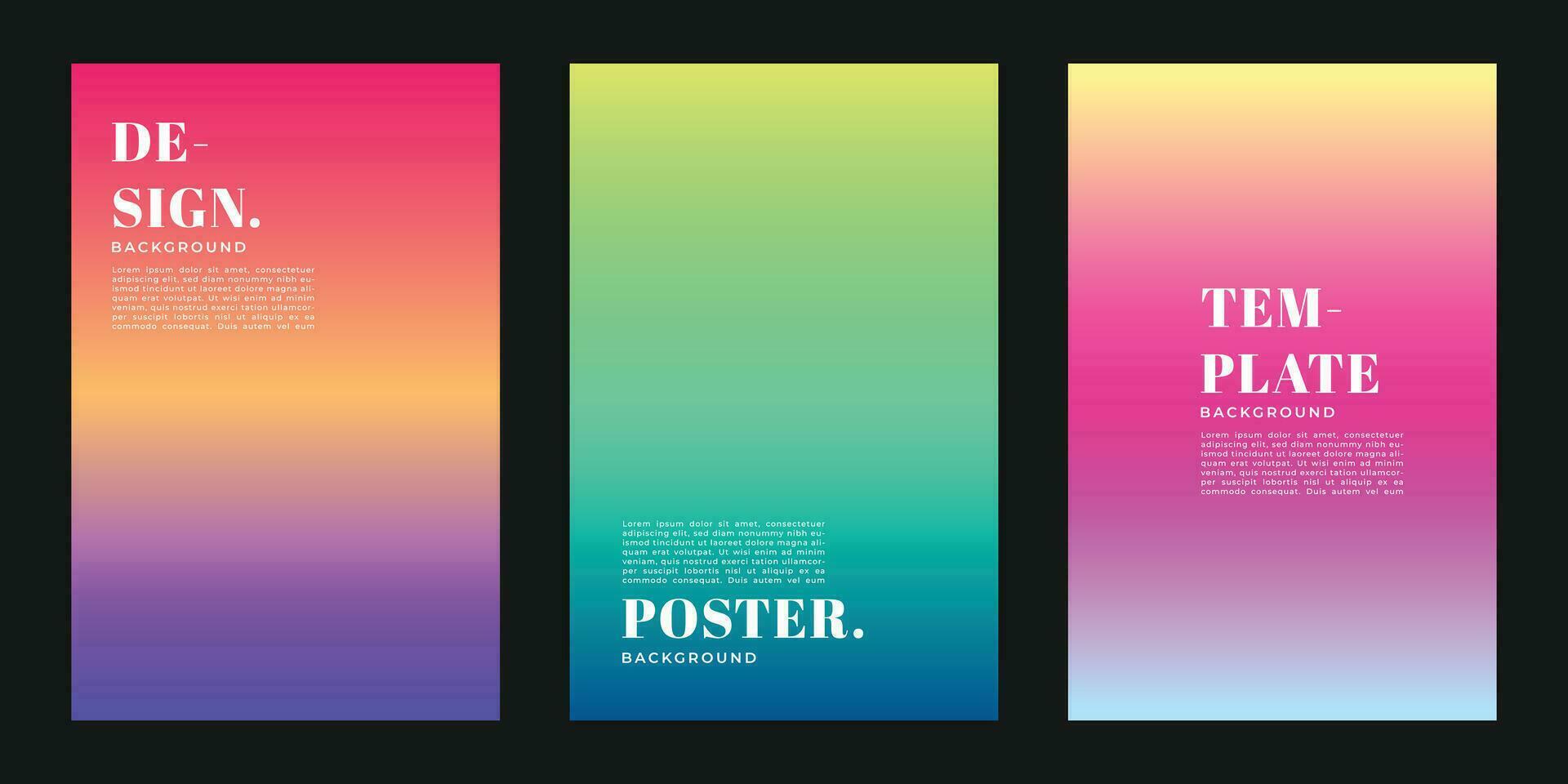 bunt Gradient Hintergrund Vorlage Kopieren Raum Satz. Farbe Gradation Hintergrund Design zum Poster, Referenz, Abdeckung, Banner, Broschüre, Flugblatt, oder Zeitschrift. vektor