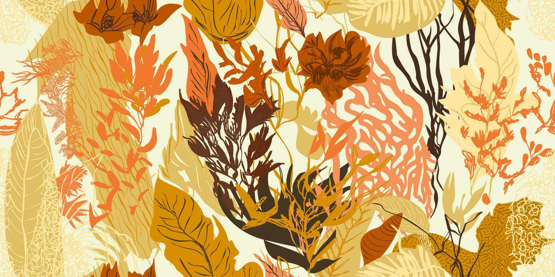 exotisch Urwald Pflanzen nahtlos Muster Drucke, abstrakt Blumen, Vektor Grafik. perfekt zum Mode, Textilien, und künstlerisch Projekte Sammlung von modern kreativ Abbildungen Entwürfe.