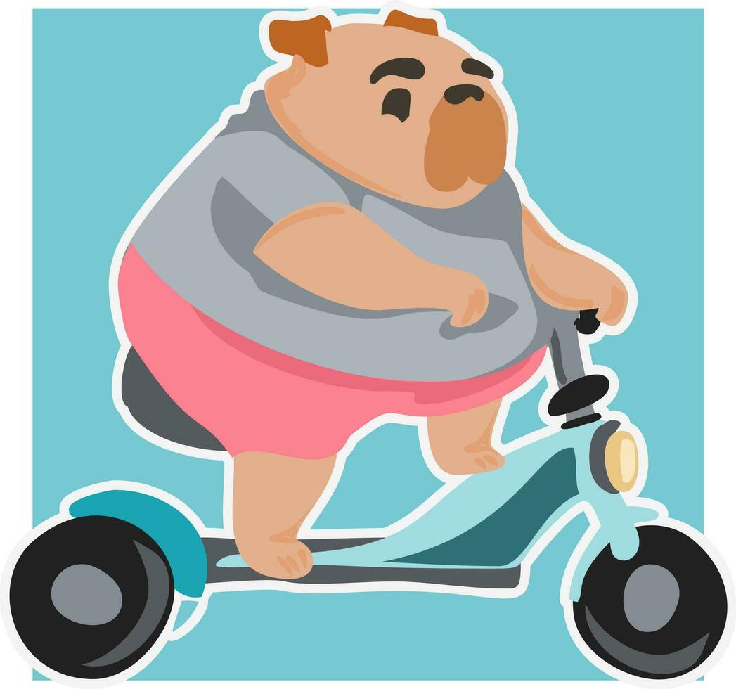bezaubernd Bulldogge auf Motorrad süß Design, Illustration Karikatur Charakter lustig, Grafik, Jahrgang Kunst zum Kinder Reiten im Stil mit diese Spaß retro drucken. vektor