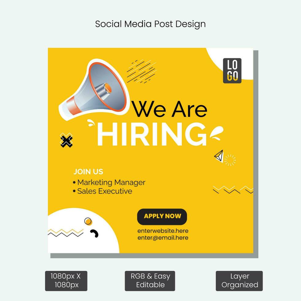 wir sind Einstellung Job freie Stelle Facebook oder instagram oder Sozial Medien Post Netz Banner Design Vorlage vektor