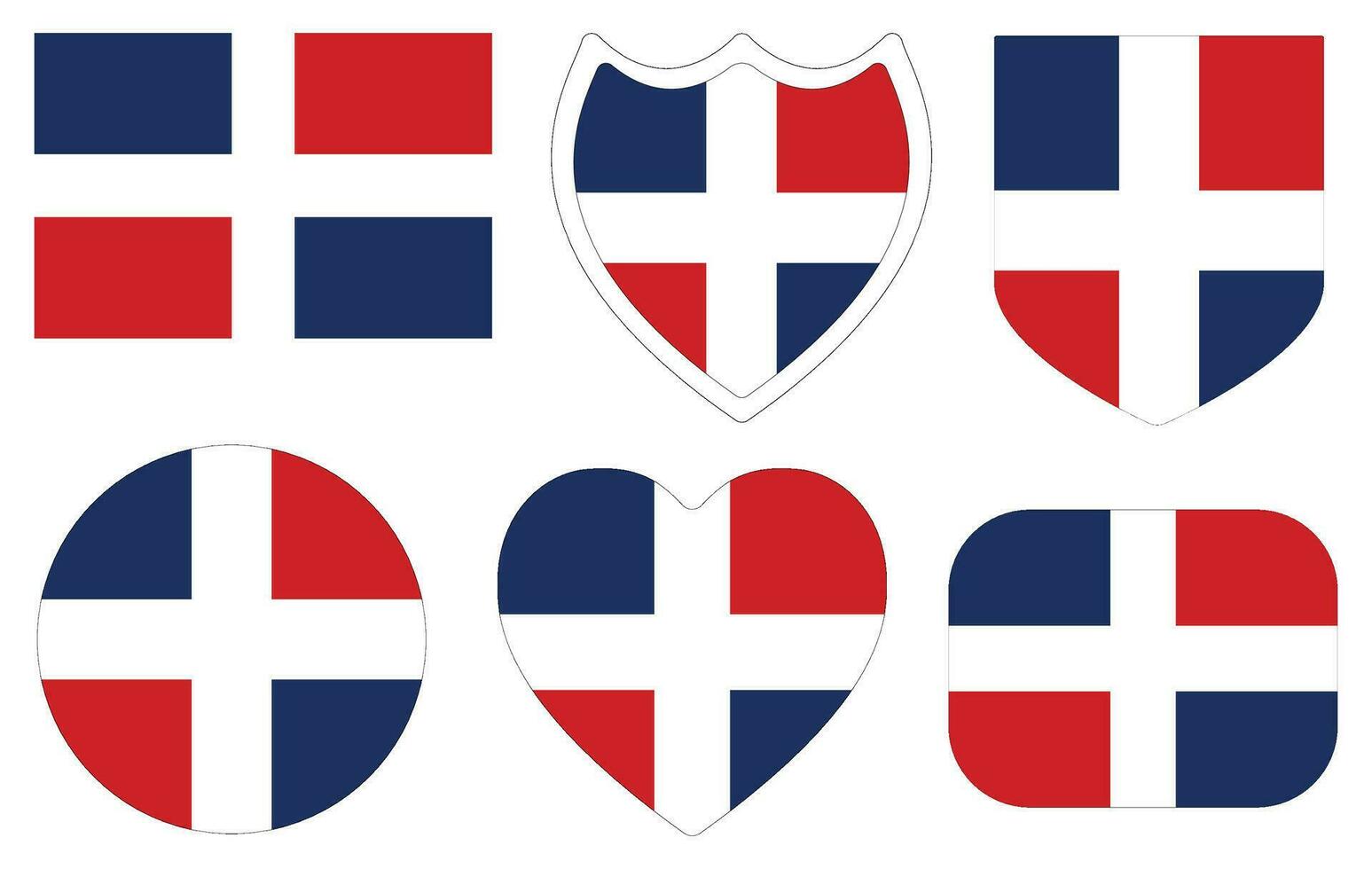 Flaggen von dominikanisch Republik. dominikanisch Flagge Design gestalten Satz. dominikanisch Flagge Satz. vektor