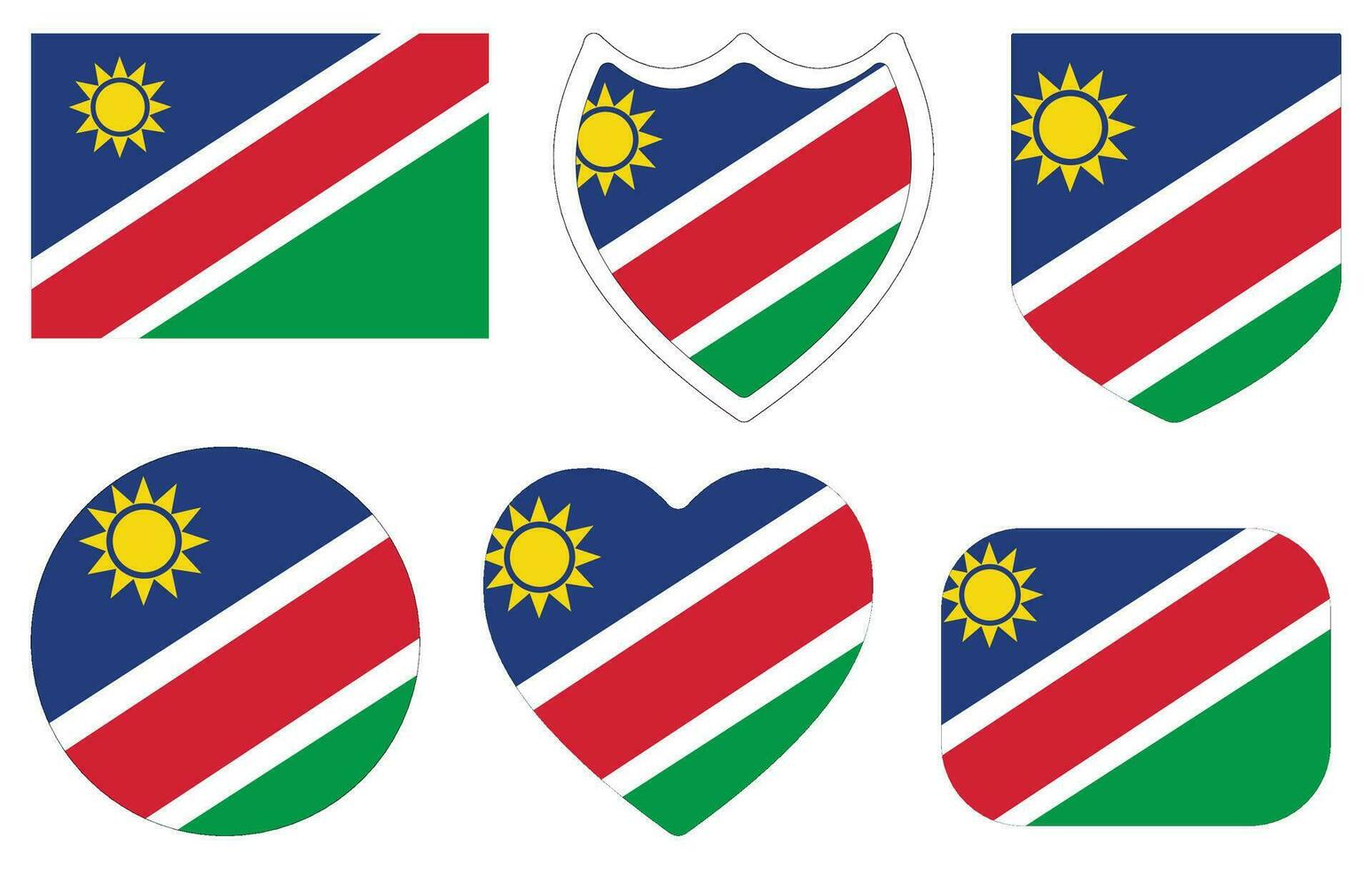 Namibia Flagge Design gestalten Satz. Flagge von Namibia Design gestalten einstellen vektor