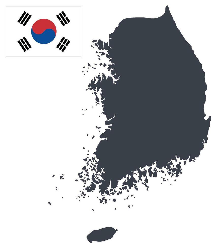 Süd Korea Karte mit Süd Koreanisch Flagge vektor