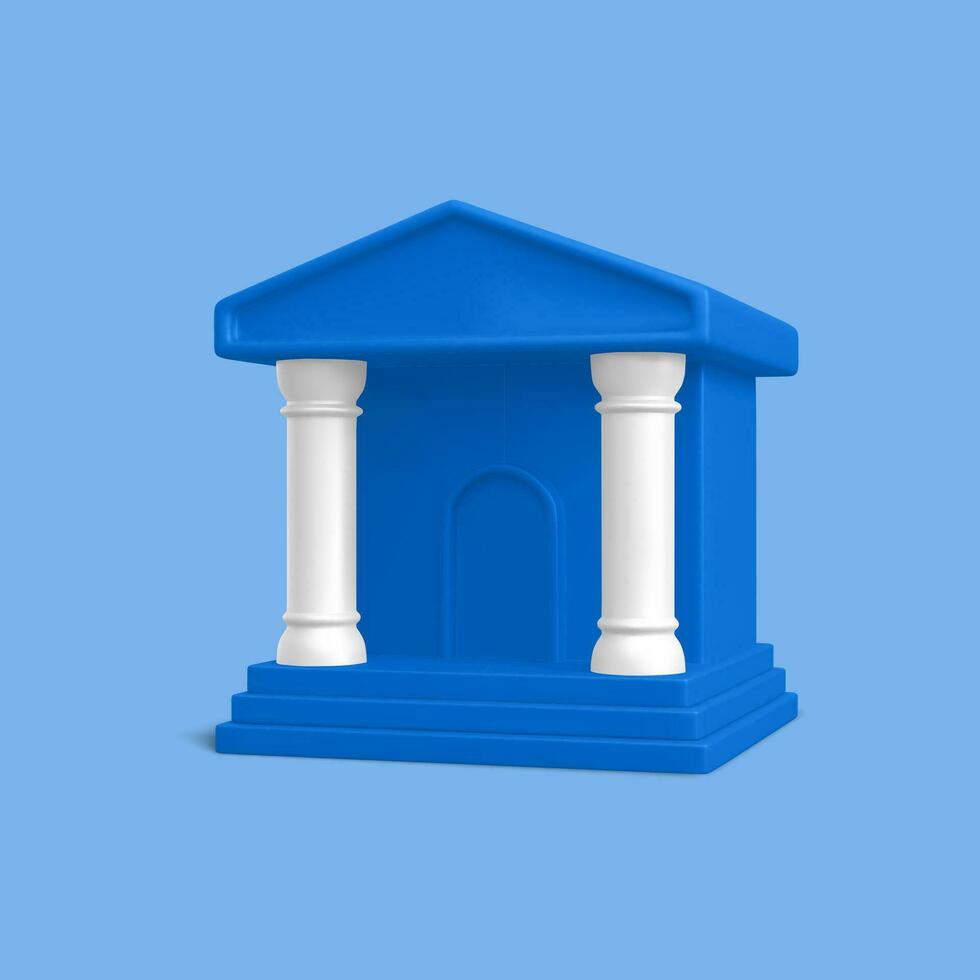 3d realistisch Bank Gebäude. online Bankwesen oder Bank Transaktionen und Bedienung Konzept. Vektor Illustration