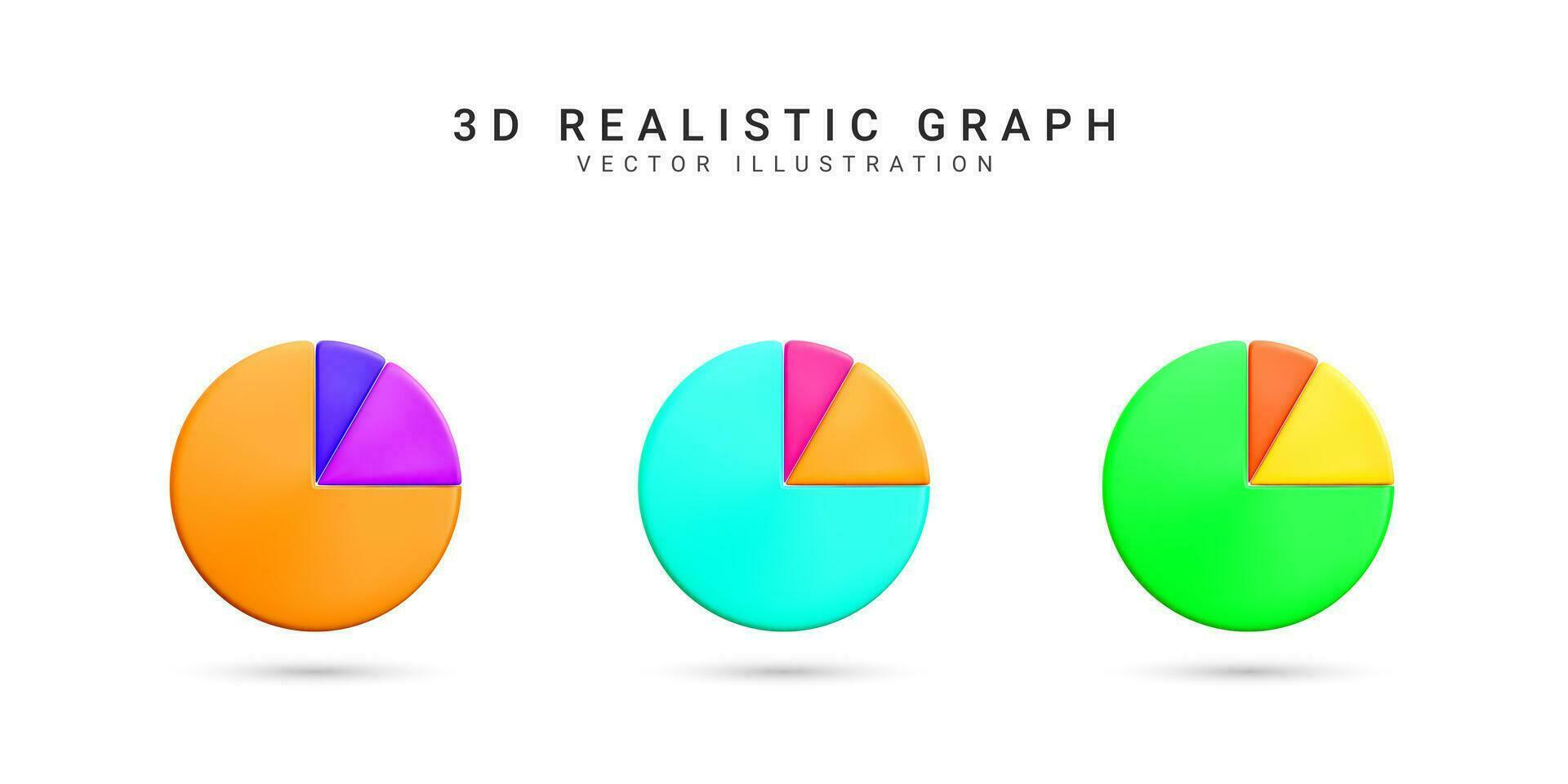 3d realistisk infographic är dividerat in i delar. Diagram paj infographic dela med sig. uppsättning av företag Graf ikon i tecknad serie stil. vektor illustration