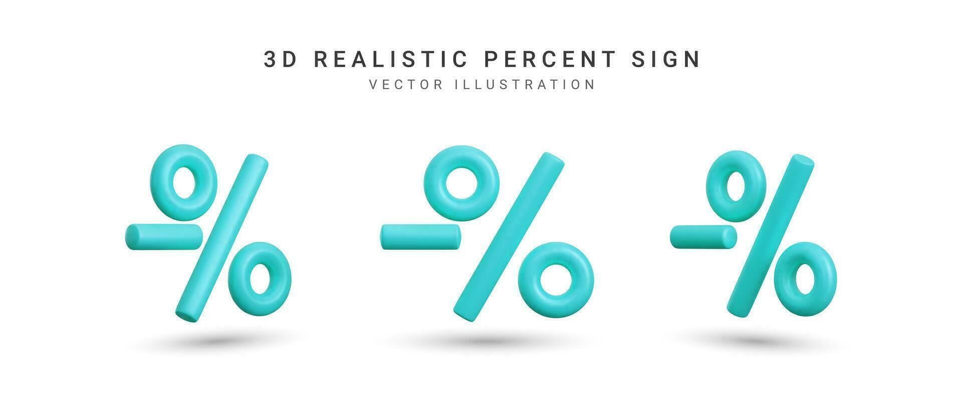 uppsättning av 3d tolkning procent tecken element. samling realistisk vektor procentsats ikon. procentsats, rabatt, försäljning, befordran begrepp. vektor illustration