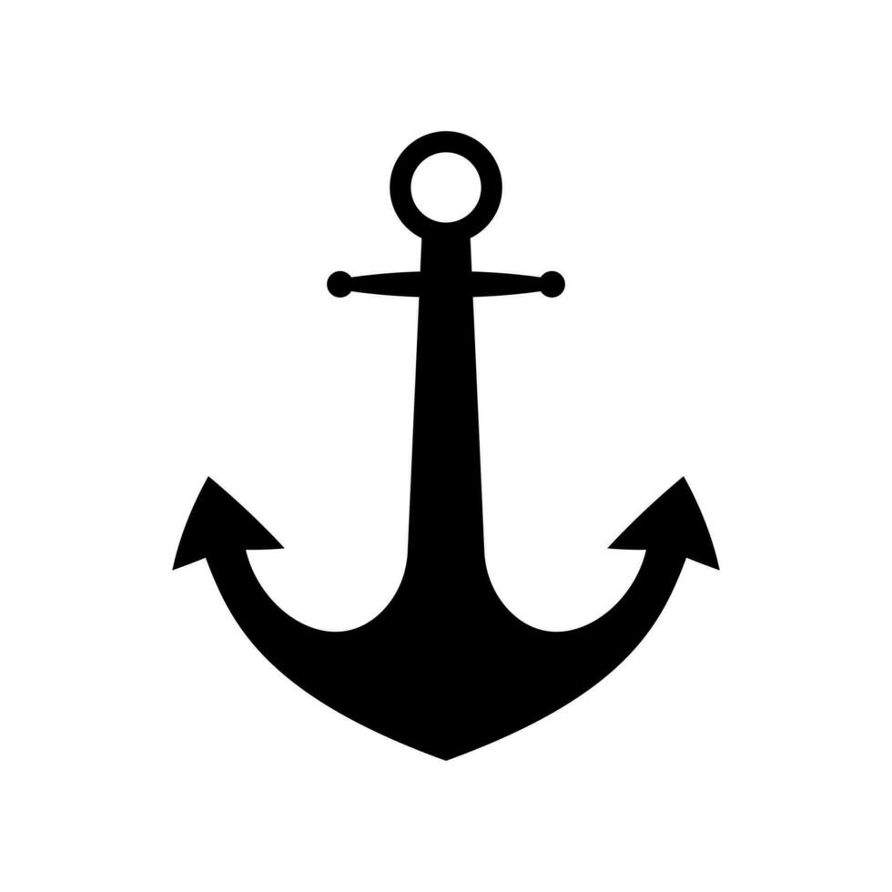 svart platt ankare logotyp isolerat på vit bakgrund. silhuett marin Utrustning. vektor resa och turism ikon