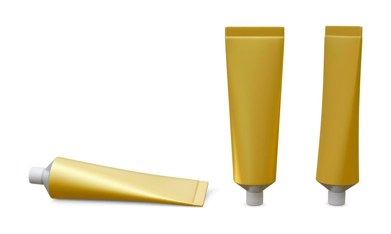 uppsättning av realistisk rör mockup. plast tuba för tandkräm, grädde, gel och schampo. mall för medicin eller kosmetika. vektor illustration