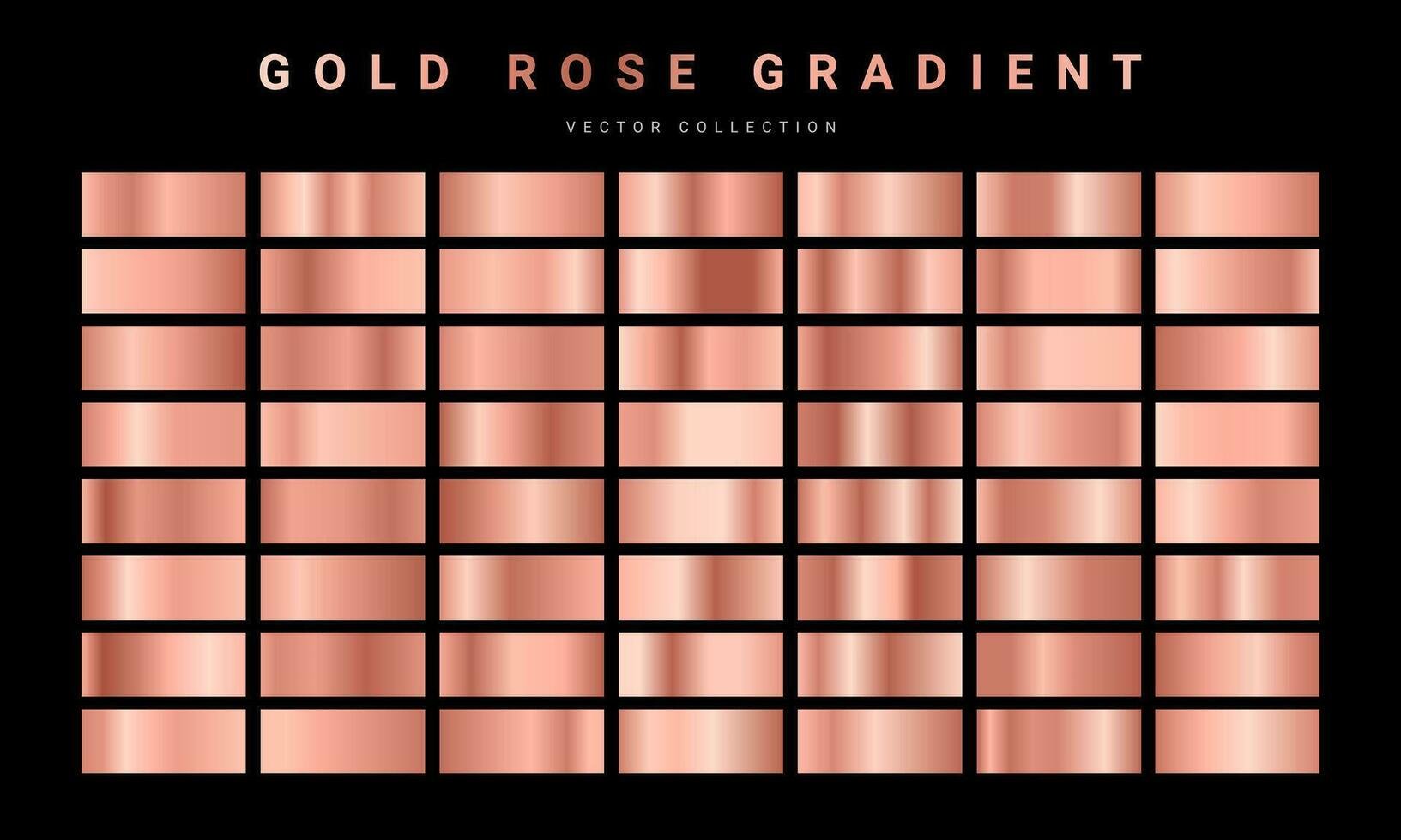 einstellen von Gold Rose vereiteln Textur. Sammlung von Rosa Post Farbverläufe isoliert auf schwarz Hintergrund. Vektor Illustration