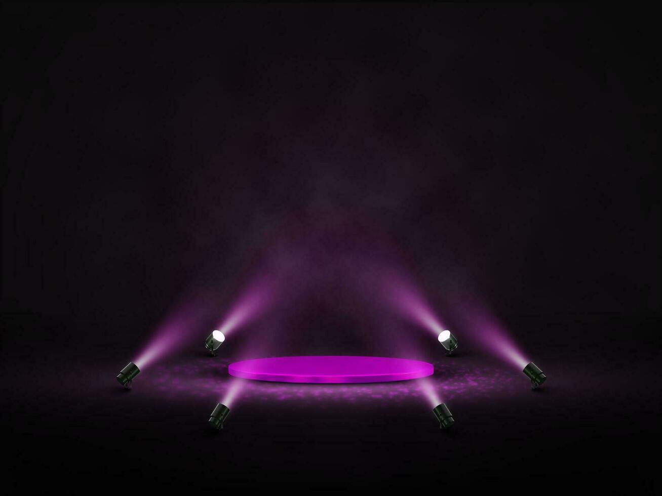 podium med belysning. skede, podium, scen för tilldela ceremoni med strålkastare. vektor illustration
