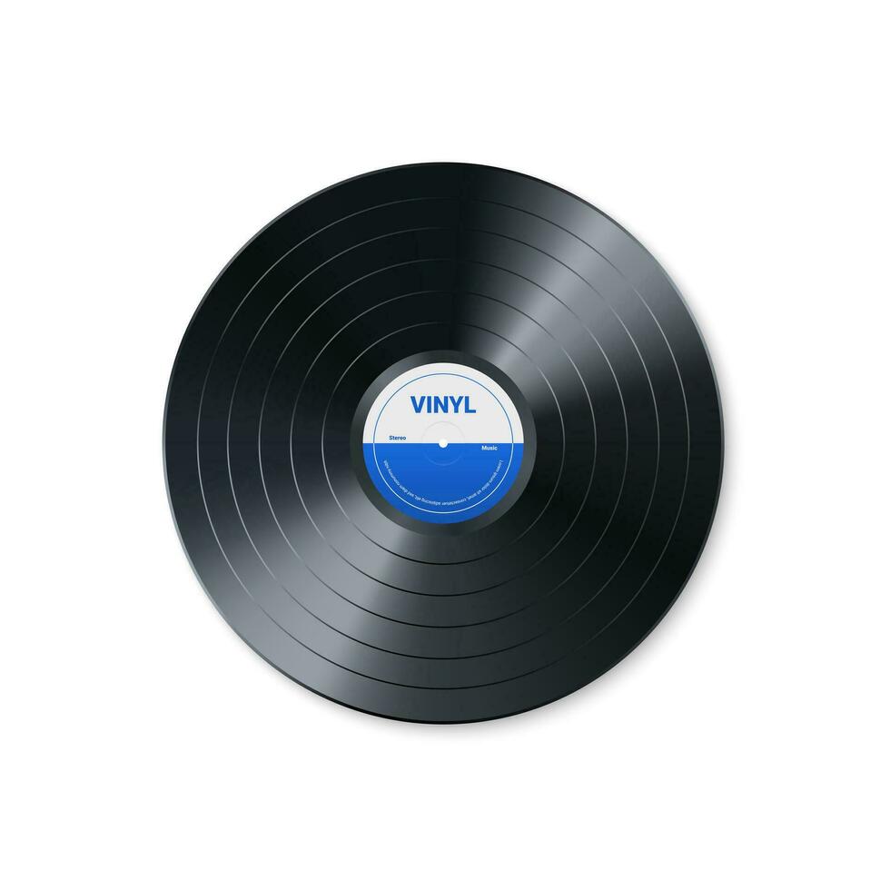 Vinyl Musik- aufzeichnen. Design von retro Audio- Scheibe. realistisch Jahrgang Grammophon Rabatt mit Startseite Attrappe, Lehrmodell, Simulation. Vektor Illustration