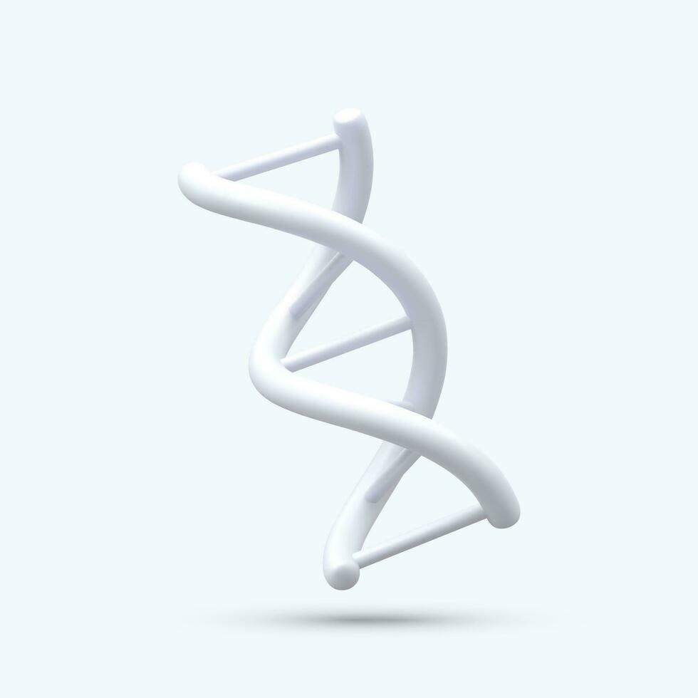 3d realistisch medizinisch Spiral- genetisch DNA isoliert im Weiß Hintergrund. Banner zum molekular Chemie, Physik Wissenschaft, Biochemie im Karikatur Stil. Vektor Illustration