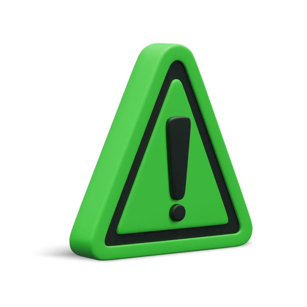 3d realistisch Dreieck Warnung Zeichen mit Ausruf Kennzeichen isoliert auf Weiß Hintergrund. Vektor Illustration