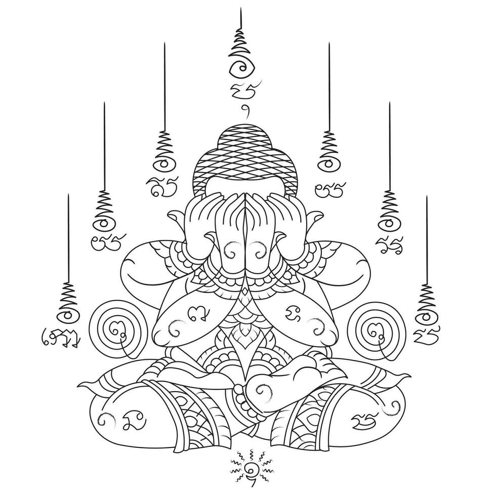 Symbol Talisman, thailändisch uralt traditionell tätowieren Vektor