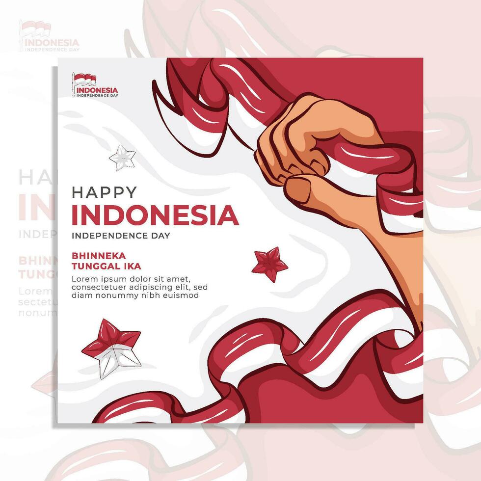 flyer för sociala medier för Indonesiens självständighetsdag vektor