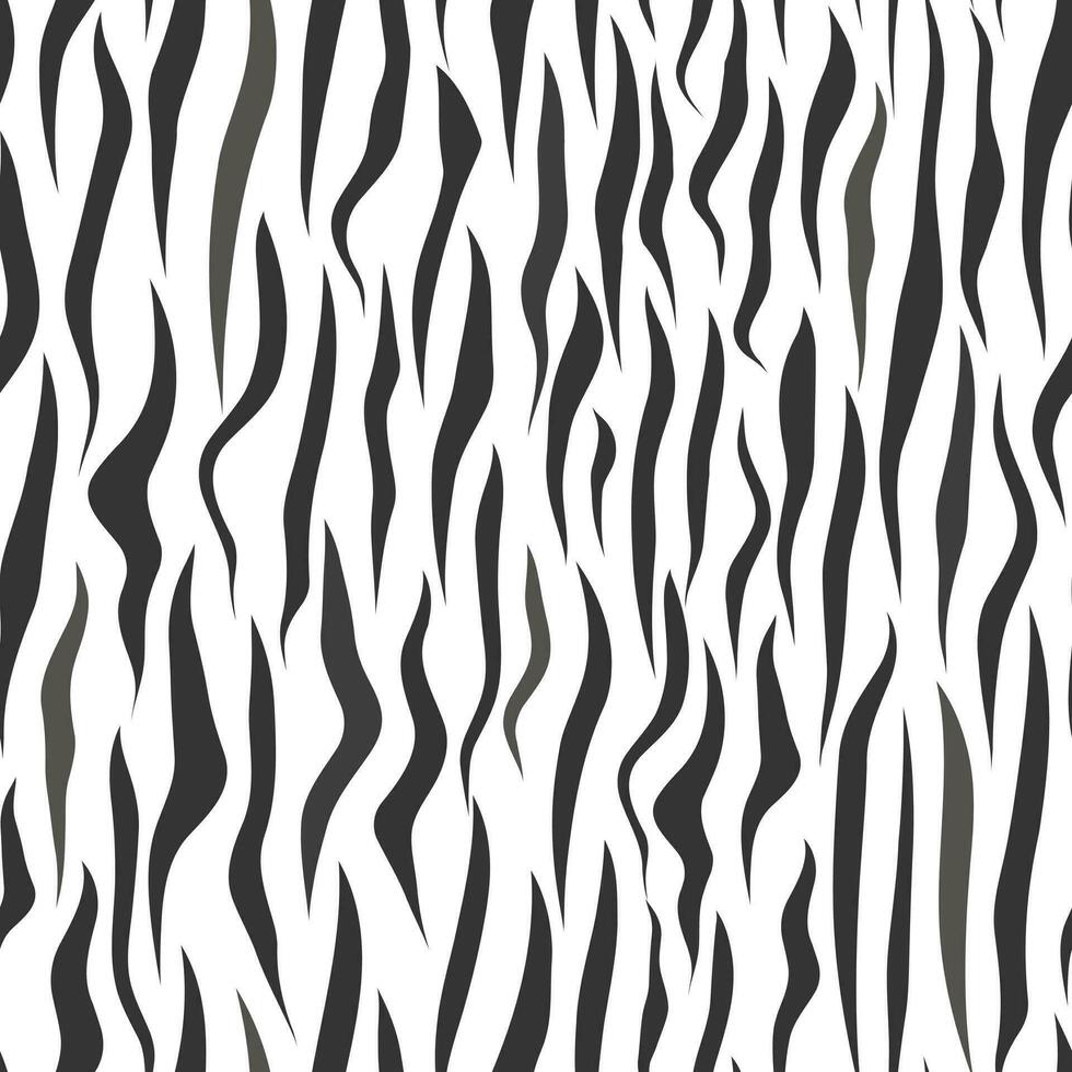 Vektor nahtlos Tier Muster. Nachahmung von ein Zebra Mantel mit schwarz Streifen und Flecken.