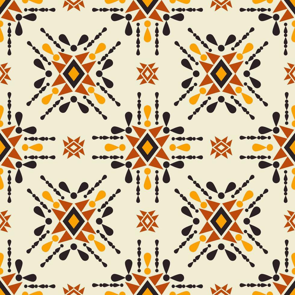 färgrik etnisk geometrisk fyrkant mönster. aztec navajo geometrisk form sömlös mönster. sydväst etnisk mönster använda sig av för tyg, textil, Hem dekoration element, klädsel, omslag. vektor