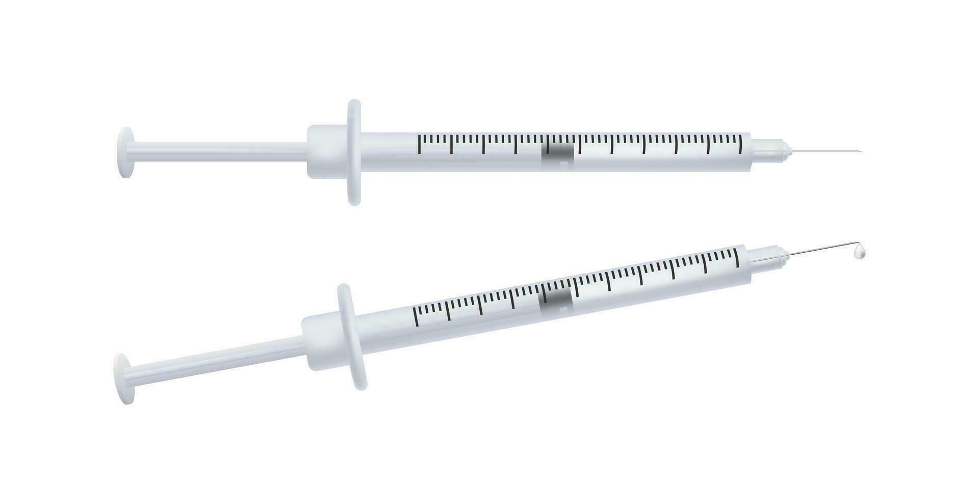 realistisk 3d spruta vektor bild uppsättning. perfekt för sjukvård, sjukhus, och medicinsk begrepp. monter de betydelse av injektioner, vacciner, och medicin, apotek, kliniker, och laboratorium