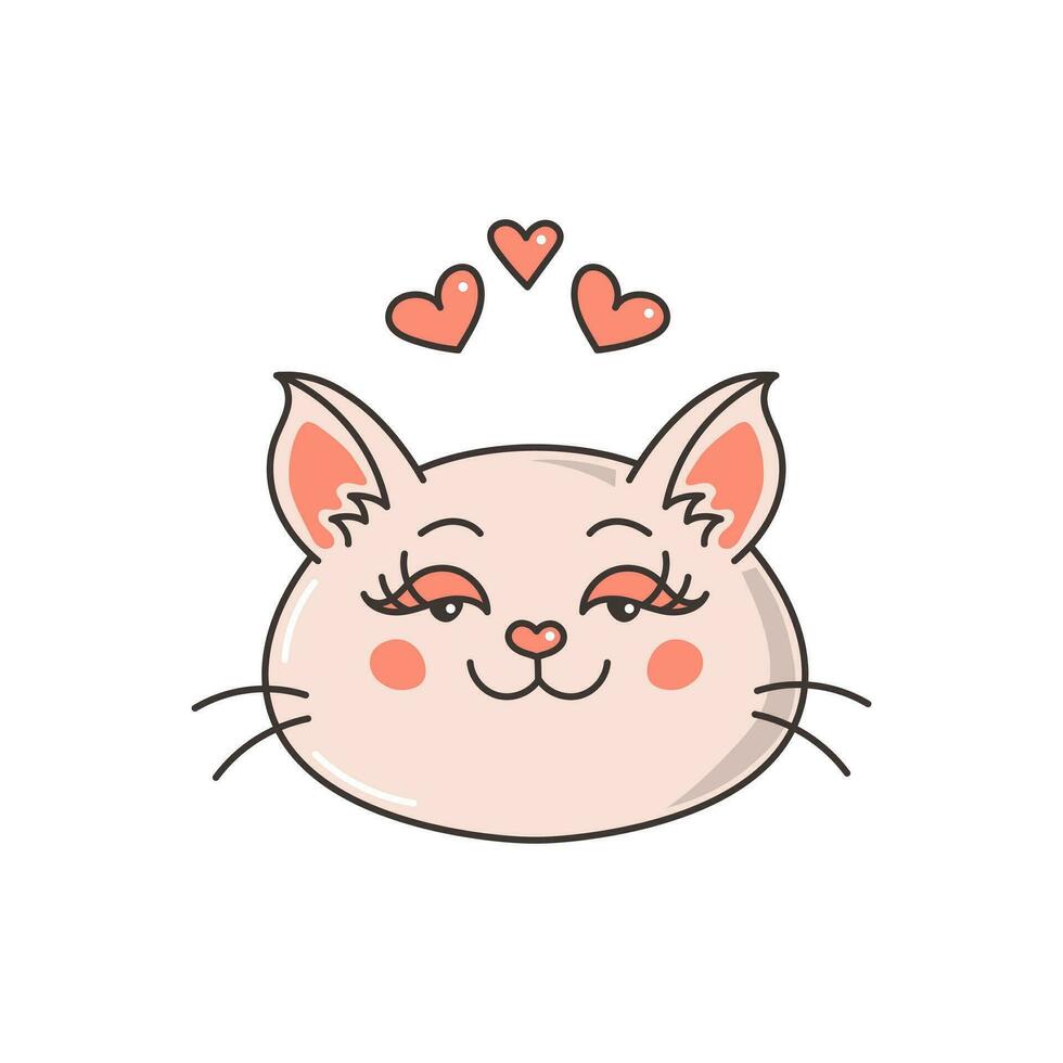 Katze Porträt mit Herzen vektor