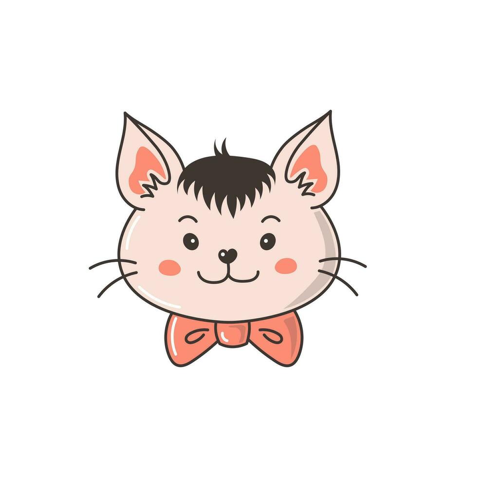 leende katt med rosett slips vektor
