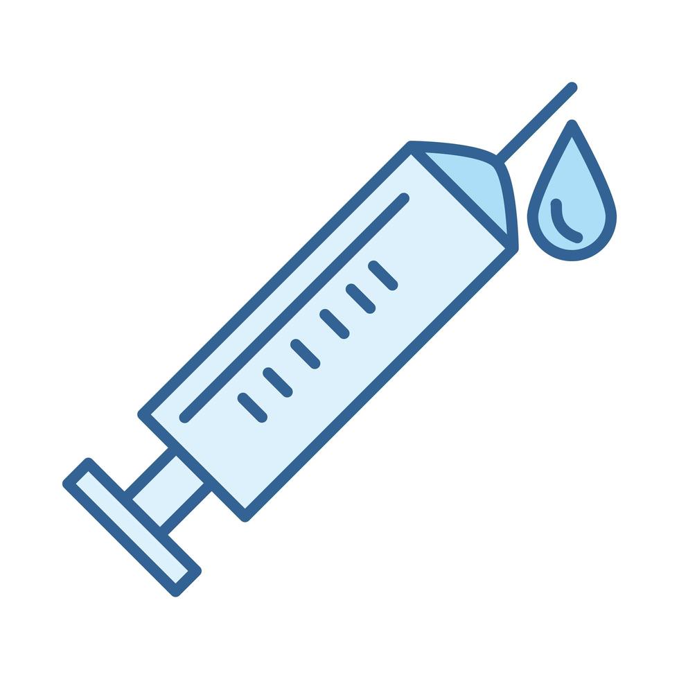 Medizinische Spritze Medizin Behandlung Ausrüstung Linie blaue Symbol füllen vektor