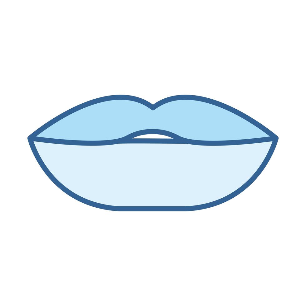 weibliche Mundlippenlinie blaues Symbol füllen vektor