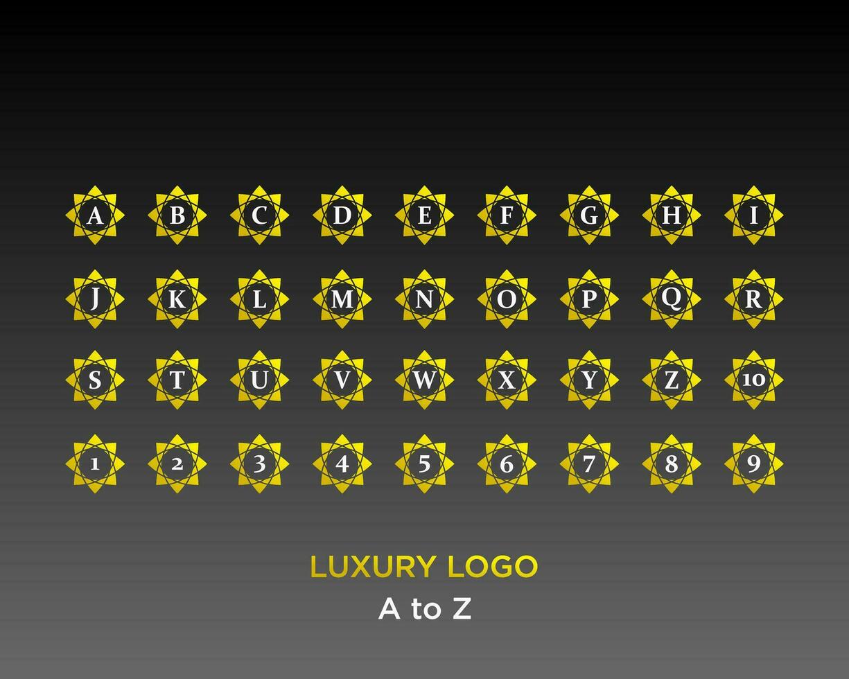 brev en till z monogram lyx varumärke logotyp design. vektor