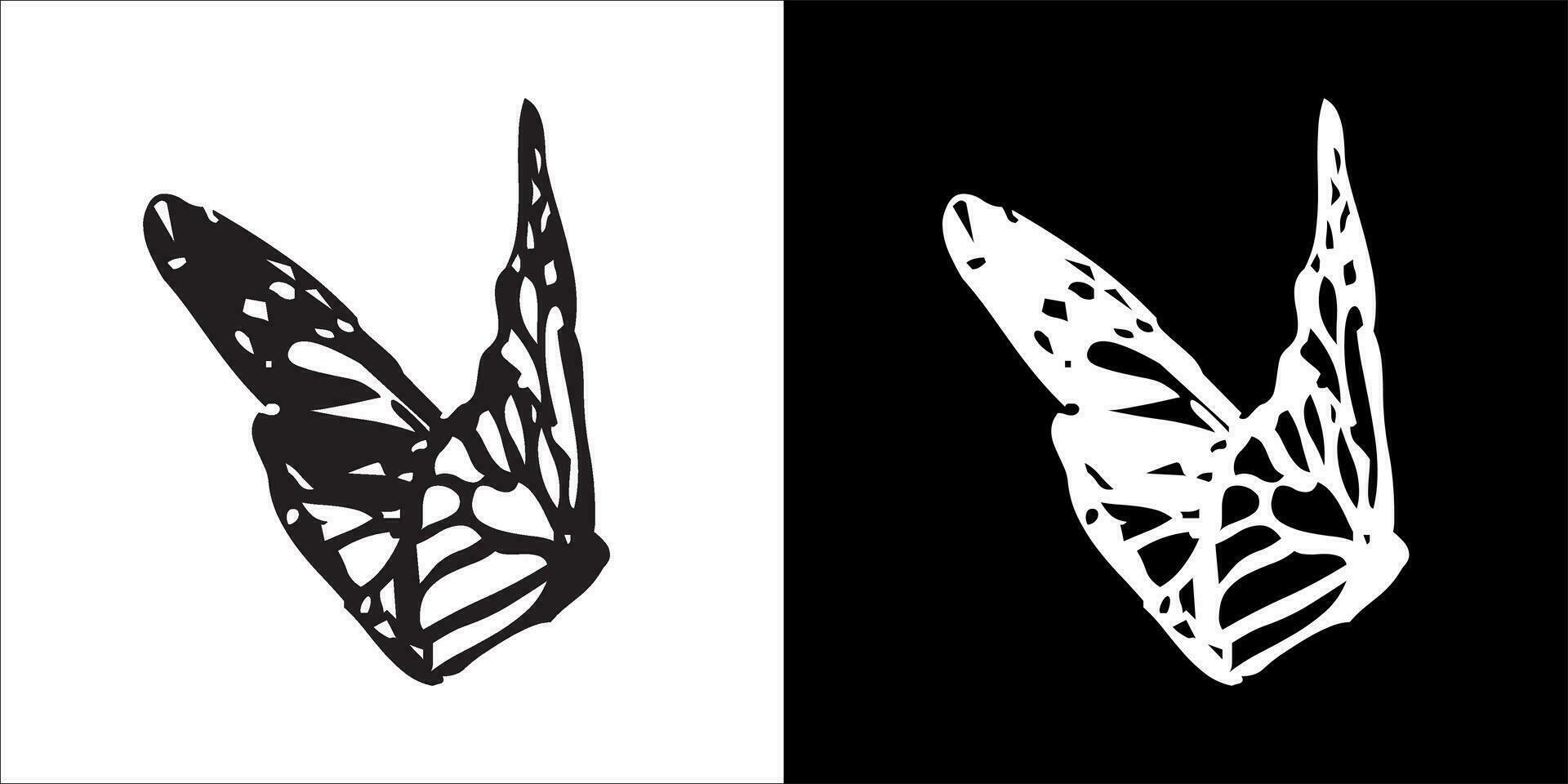 illustration, vektor grafisk av fjäril ikon, i svart och vit, med transparent bakgrund