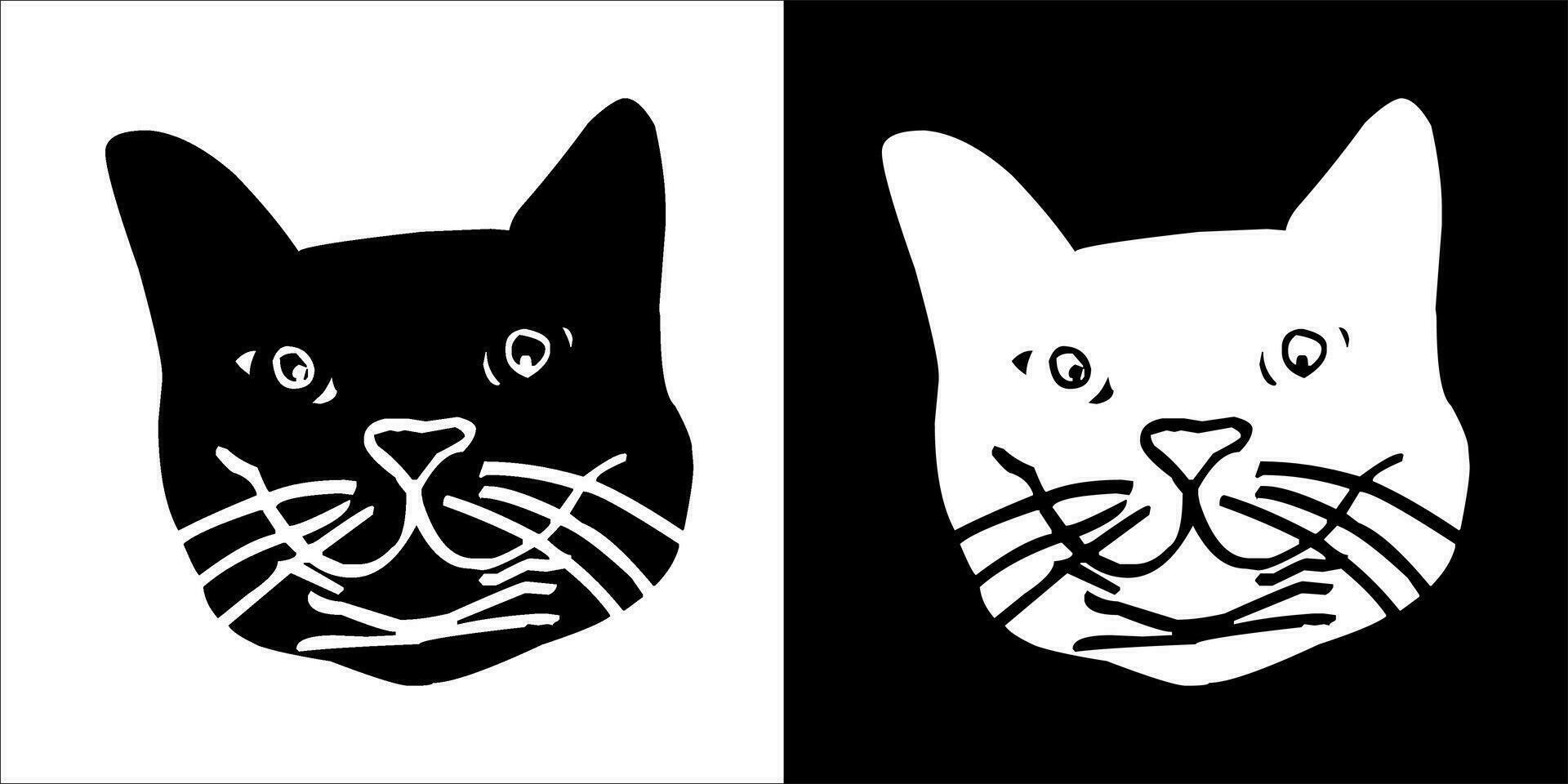 Illustration, Vektor Grafik von Katze Symbol, schwarz und Weiß Farbe auf transparent Hintergrund