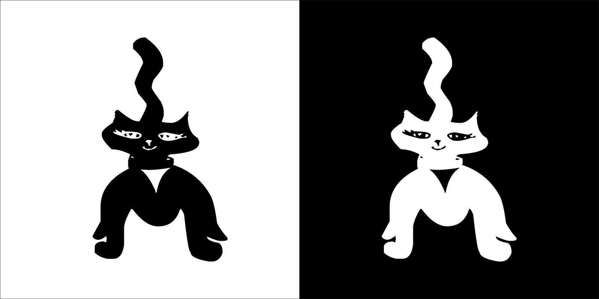 illustration, vektor grafisk av katt ikon, svart och vit Färg på transparent bakgrund