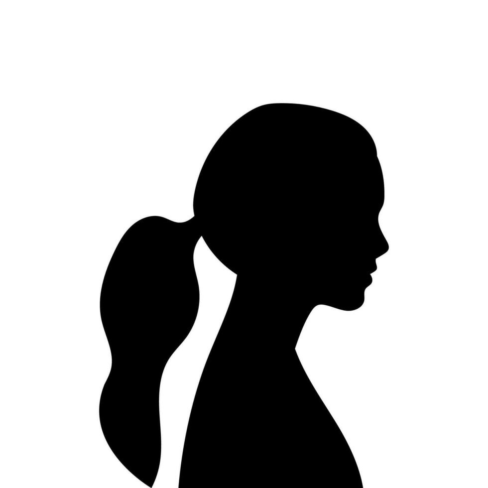 kvinna avatar profil. vektor silhuett av en kvinnas huvud eller ikon isolerat på en vit bakgrund. symbol av kvinna skönhet.