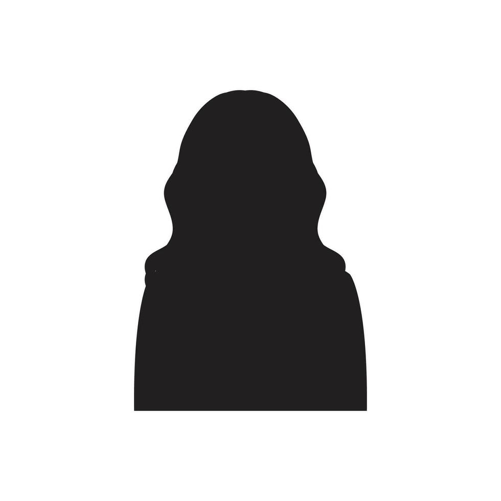 svartvit kvinna avatar silhuett. användare ikon vektor i trendig platt design.
