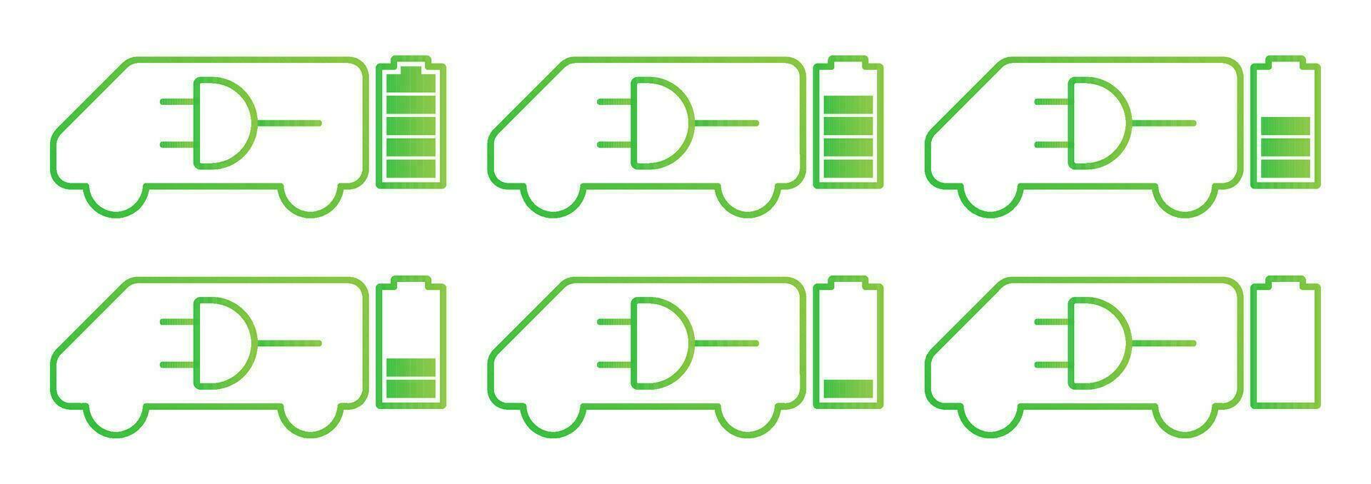 elektrisch Auto Laden Symbole Satz. anders Niveau von aufladen von das Wagen. geeignet zum Anwendung oder Präsentation vektor