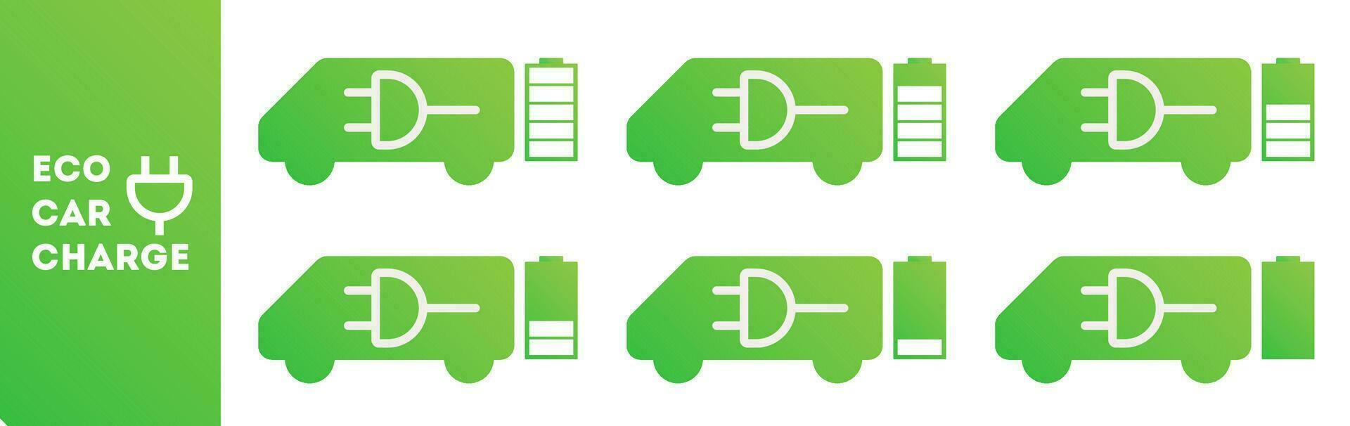 Laden Öko Auto Symbole. Vektor einstellen Symbole isoliert auf Weiß Hintergrund
