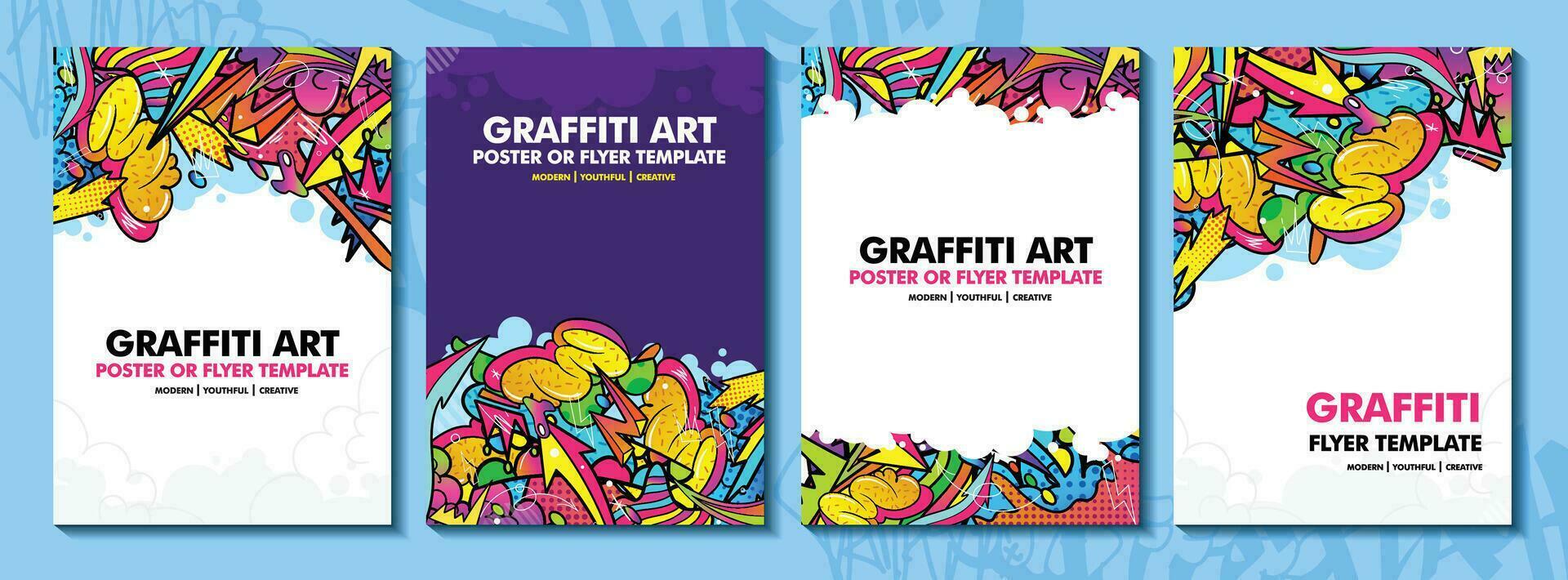 modern klotter graffiti konst affisch eller flygblad mall med färgrik design. ritad för hand abstrakt graffiti illustration vektor i gata konst tema