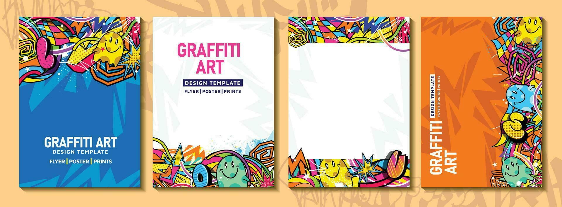 modern Gekritzel Graffiti Kunst Poster oder Flyer Vorlage mit bunt Design. handgemalt abstrakt Graffiti Illustration Vektor im Straße Kunst Thema